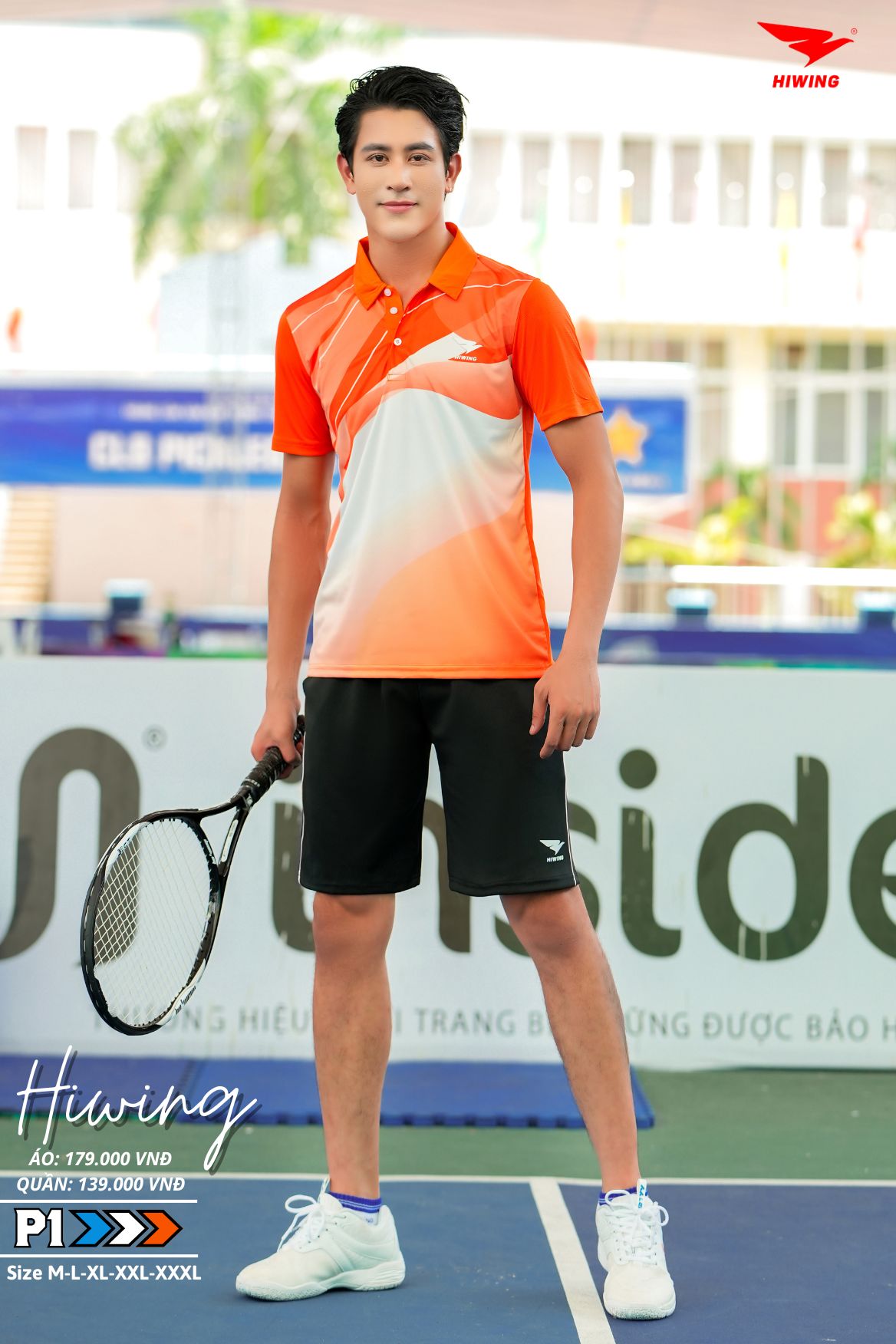 Áo cầu lông Pickleball tenis Nam Hiwing P1 Màu cam